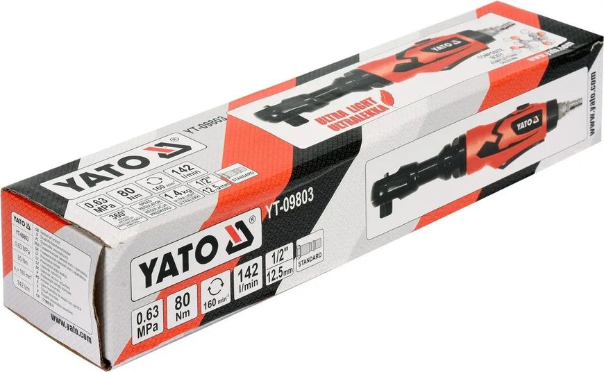 Тріскачка пневматична YATO 1/2" 80 Нм 142 л/хв. 6.3 бар YT-09803 фото