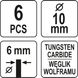 Фрези різної форми з карбіду вольфрама YATO, Ø= 10 мм, зі шпинделем Ø= 6 мм, 6шт. YT-61729 фото 4
