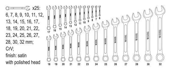 Набор ключей комбинированных YATO М6-32 мм 25 шт. YT-0365 фото