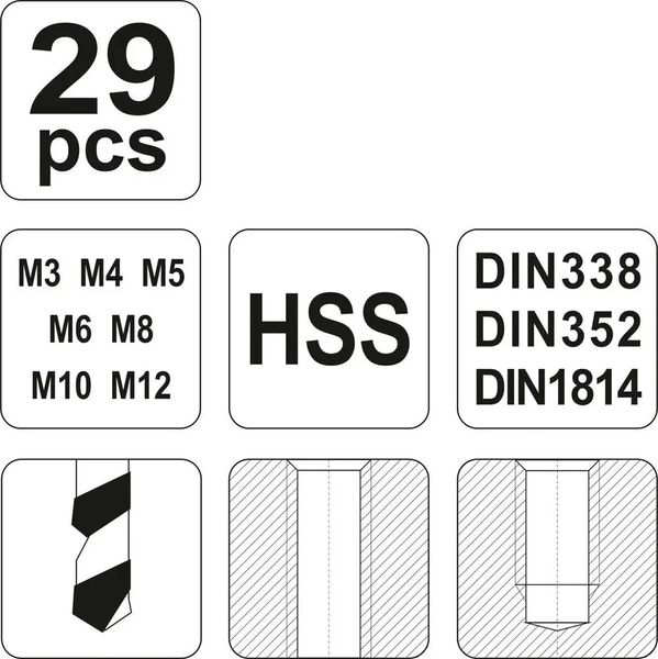 Набір мітчиків YATO M3-М12 29 шт. YT-2977 фото