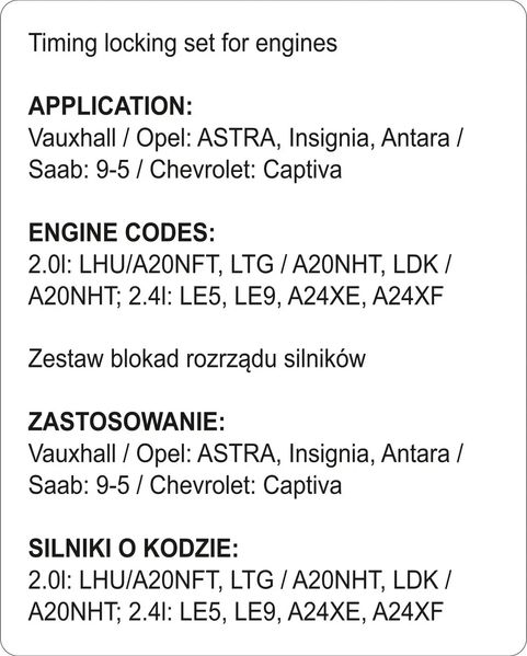 Фіксатори газорозподільної системи двигунів авто групи Opel, Saab, Chevrolet YATO: набір 14 елем. YT-06027 фото