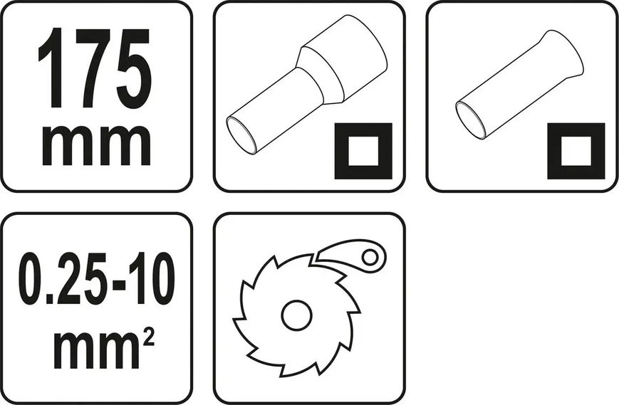 Кліщі для обтискання і зачістки проводів YATO, L= 175 мм, AWG 23-7; 0,25-10 мм² YT-23051 фото