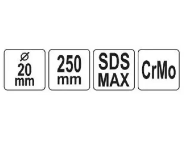 Прилад для забивання милиць заземлення з хвостовиком SDS-MAX YATO 20 х 250 мм CR-MO YT-47195 фото