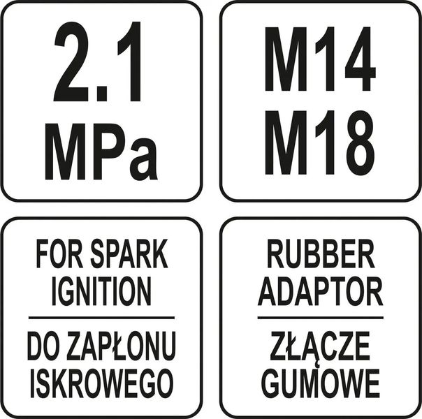 Компресометр для бензинових двигунів YATO 2.1 МПА М14/М18 з інструментами 5 шт. + кейс YT-73011 фото