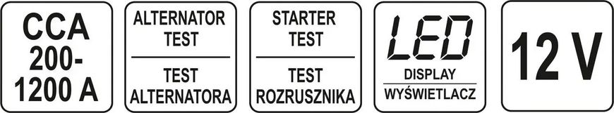 Тестер параметрів акумуляторів YATO ДО 12 В із LED цифровим дисплеєм YT-83113 фото