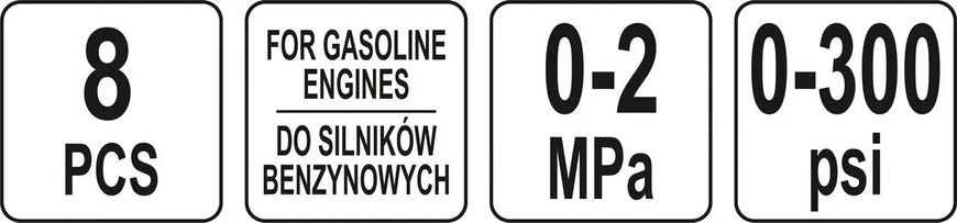 Компрессометр для бензинових двигателей YATO 0-2 МПА 8 шт. + кейс YT-73022 фото