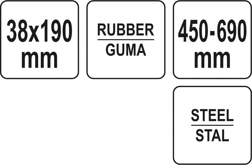 Валик притискний гумовий YATO Ø38 X 190 мм, сталева телескопічна ручка 450-690 мм YT-44152 фото